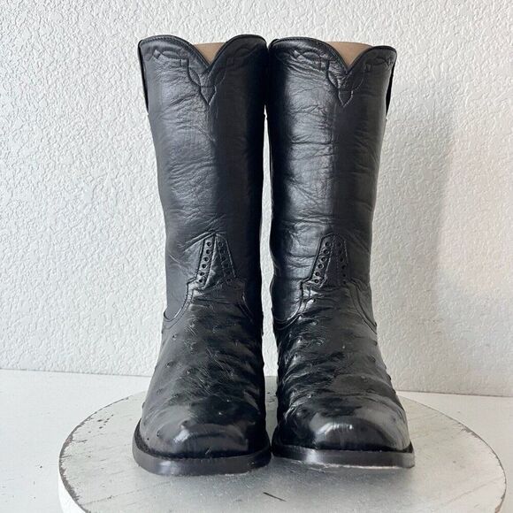 Rod Patrick Mens Cowboy Boots Size 9.5A Womens 11A Black Full Quill Ostrich - Picture 5 of 12